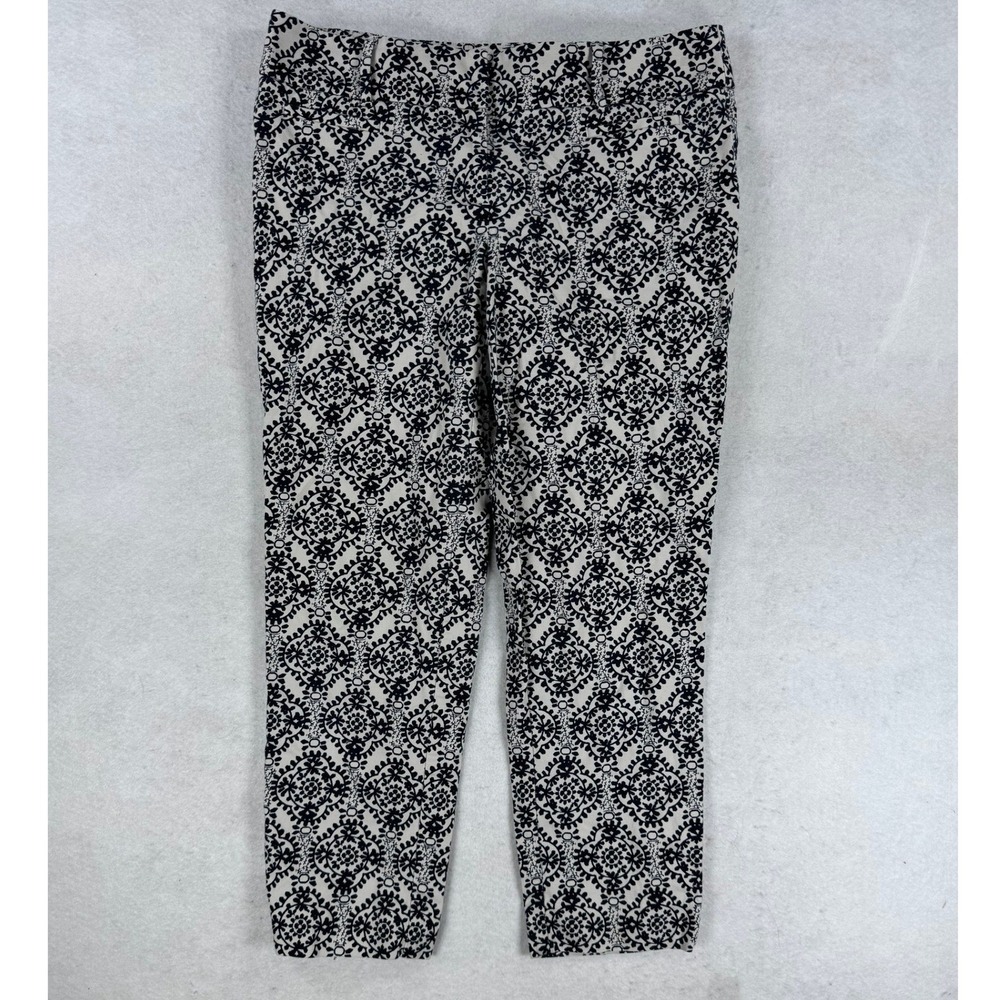Ann Taylor LOFT Marisa Riviera Pants Womens 4 Black White Medallion Cropped 4